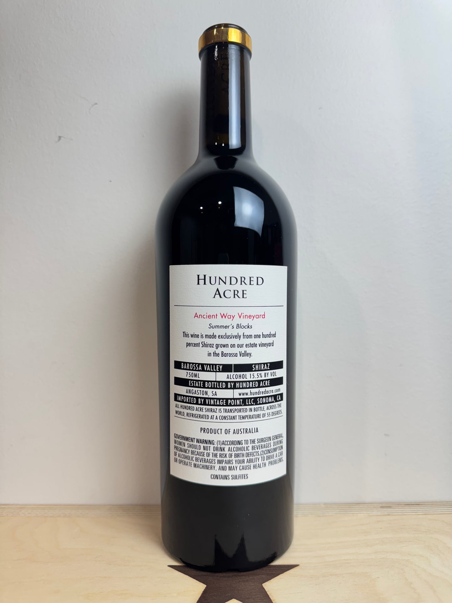 Hundred Acre Shiraz Ancient Way Vineyard Summer's Blocks 2007（750ml)